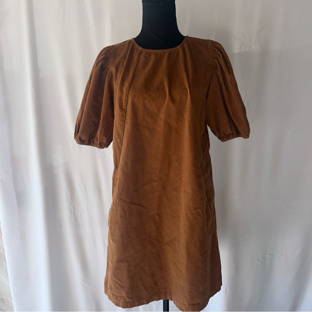 Velvet‎ By Graham And Spencer Anthropologie Puffed Sleeve Corduroy Brown Dress S - Picture 3 of 9